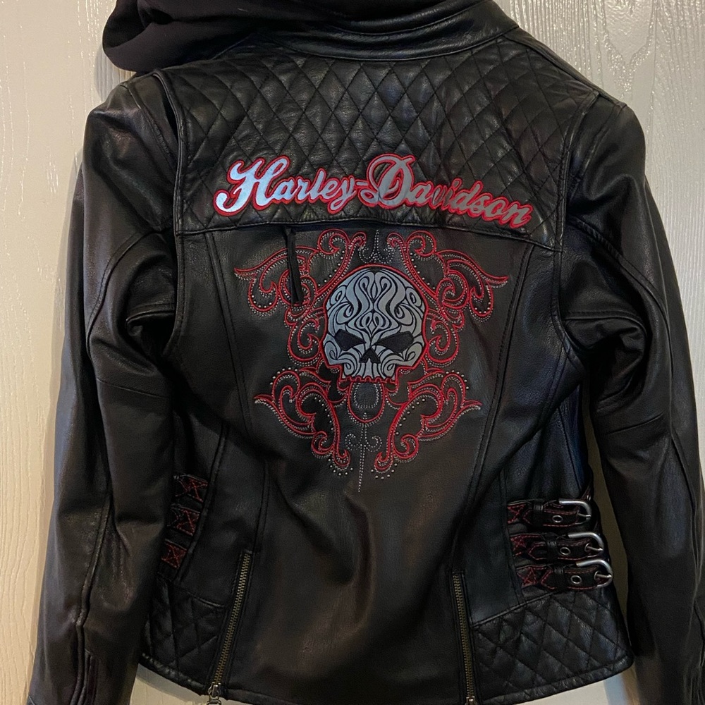 Harley Davidson Womens Scroll Skull 3-in-1 Leather Jacket. Size Small.